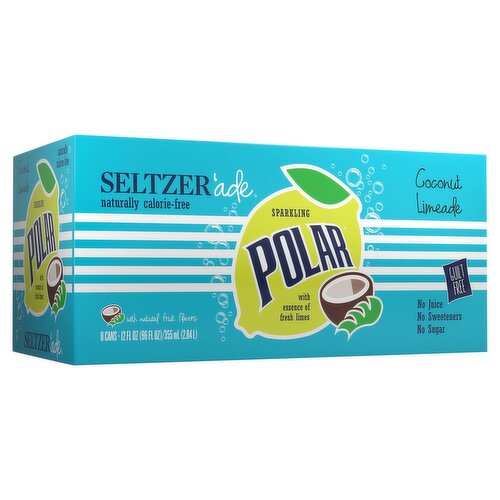 Polar Seltzer'ade Sparkling Coconut Limeade, 12 fl oz, 8 count