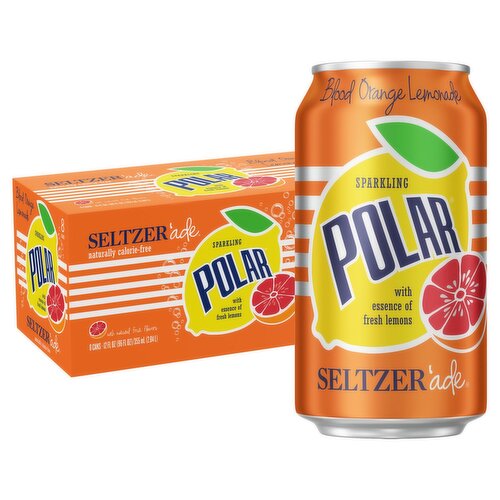 Polar Sparkling Blood Orange Lemonade Seltzer'ade, 12 fl oz, 8 count