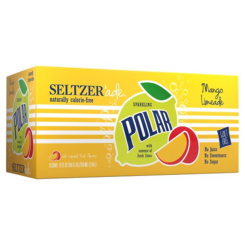 Polar Sparkling Mango Limeade Seltzer'ade, 12 fl oz, 8 count