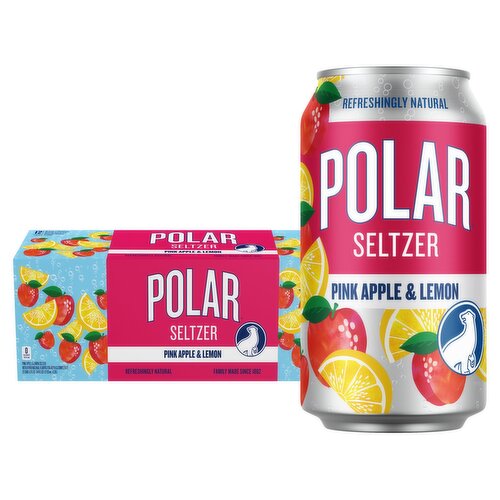 Polar Premium Pink Apple & Lemon Seltzer, 12 fl oz, 12 count