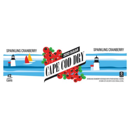 Cape Cod Dry Zero Sugar Sparkling Cranberry Beverage, 12 fl oz, 12 count