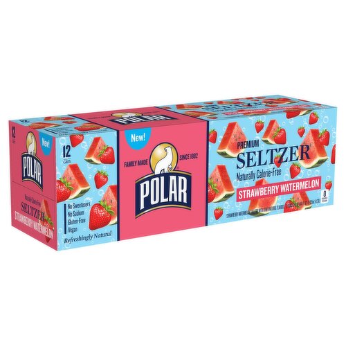 Polar Strawberry Watermelon Premium Seltzer, 12 fl oz, 12 count