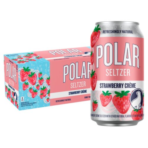 Polar Strawberry Crème Seltzer, 12 fl oz, 12 count