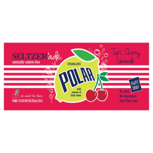 Polar Sparkling Tart Cherry Limeade Seltzer'ade, 12 fl oz, 8 count