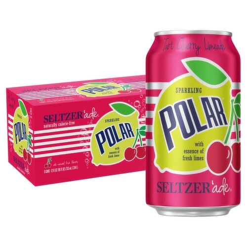 Polar Sparkling Tart Cherry Limeade Seltzer'ade, 12 fl oz, 8 count