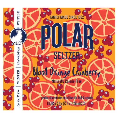 Polar Winter Blood Orange Cranberry Seltzer Limited Edition, 12 fl oz, 6 count