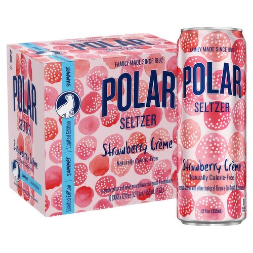 Polar Summer Strawberry Créme Seltzer Limited Edition, 12 fl oz, 6 count