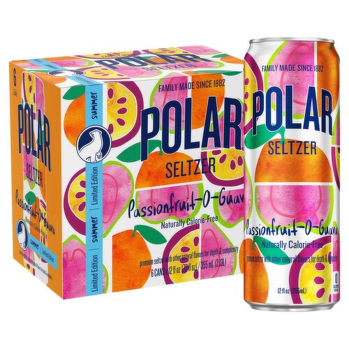 Polar Summer Passionfruit-O-Guava Seltzer Limited Edition, 12 fl oz, 6 count