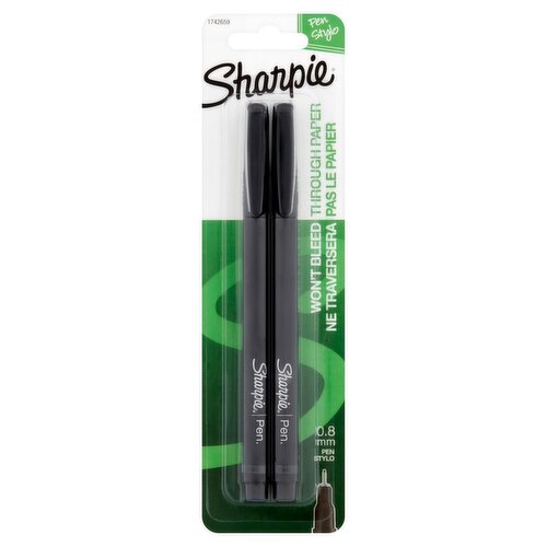 Sharpie Black 0.8mm Pen Stylo, 2 count