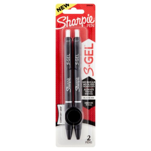 Sharpie S.Gel Medium 0.7mm Black Ink Pen, 2 count