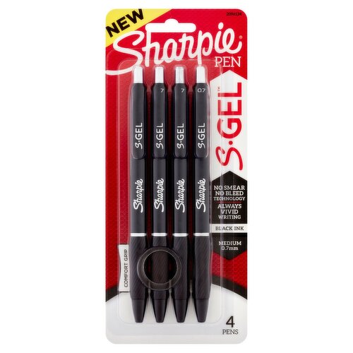 Sharpie S.Gel Medium 0.7mm Black Ink Pen, 2 count