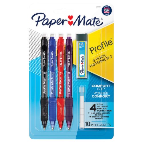 Paper Mate Profile Comfort Grip 0.7mm HB #2 Mechanical Pencils, 4 count