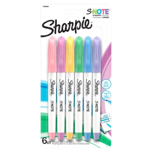 Sharpie S-Note Chisel Tip Creative Marker, 6 count