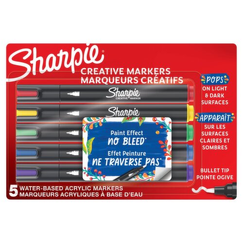 Sharpie Water-Based Acrylic Creative Markers, 5 count