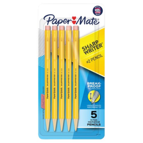 Paper Mate Sharp Writer 0.7mm HB #2 Mechanical Pencils, 5 count