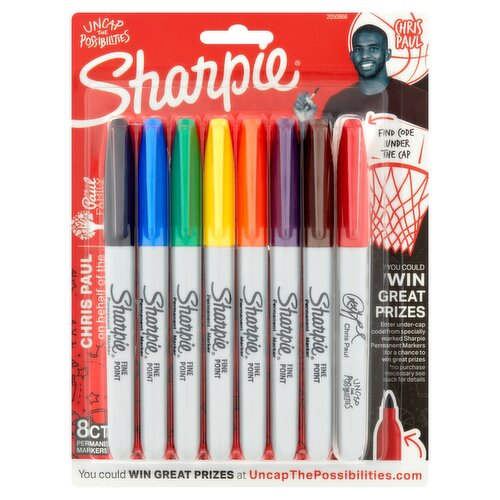 Sharpie Assorted Fine Point Permanent Markers, 8 count