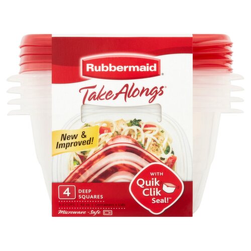 Rubbermaid Take Alongs Deep Squares 5.2 Cups 42 oz Containers + Lids, 4 count