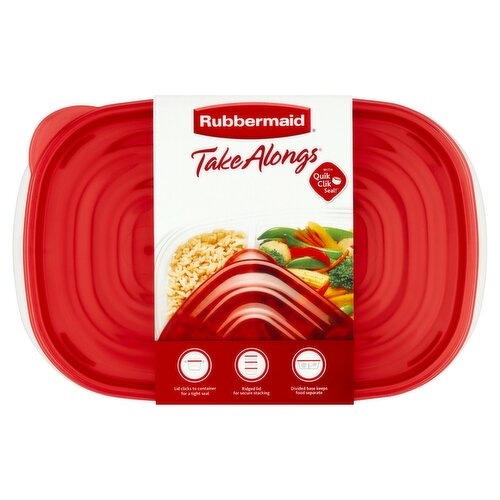 Rubbermaid Take Alongs Divided Rectangles 3.7 Cups 30 oz Containers + Lids, 3 count