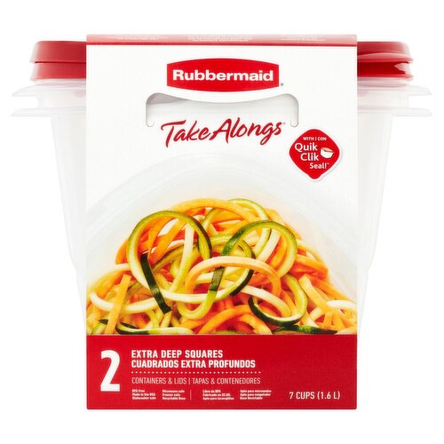 Rubbermaid Take Alongs Extra Deep Squares 7 Cups Containers & Lids, 2 count