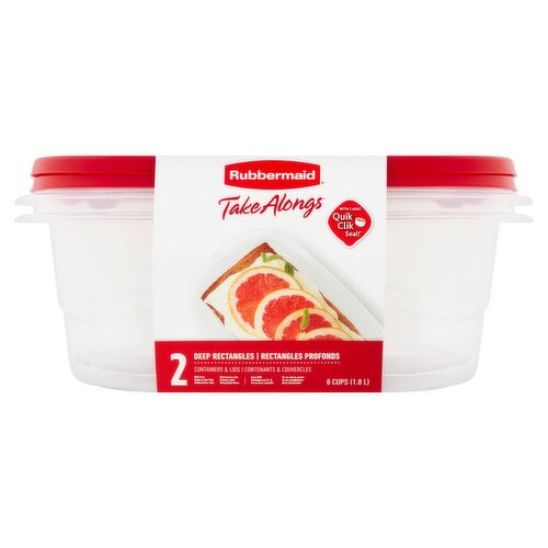 Rubbermaid Take Alongs 8 Cups Deep Rectangles Containers & Lids, 2 count