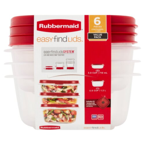 Rubbermaid Easy Find Lids Containers + Lids Value Pack, 6 count