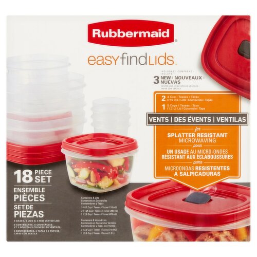 Rubbermaid Easy Find Lids Food Storage, 18 count