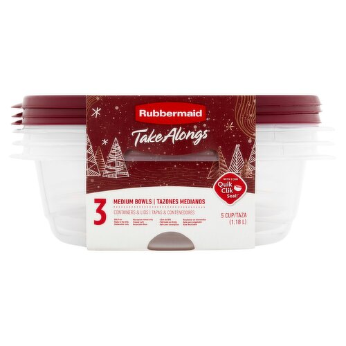 Rubbermaid TakeAlongs Medium Bowls Containers & Lids, 3 count