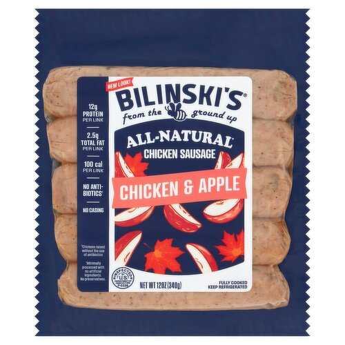 Bilinski's Chicken & Apple All-Natural Chicken Sausage, 12 oz