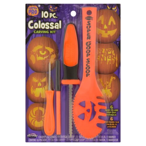 Fun World Pumpkin Pro Colossal Carving Kit, 8+, 10 count