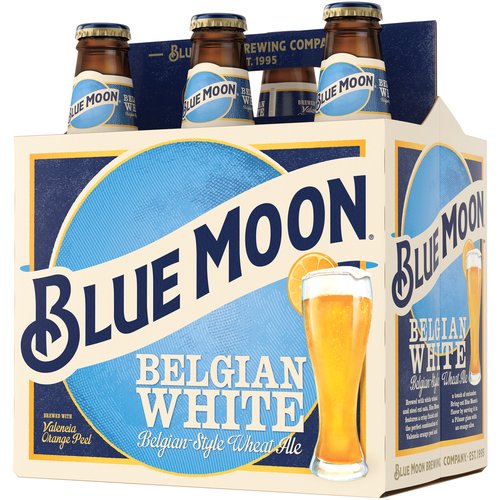 Blue Moon Belgian White Ale 6 Pack, 12 oz Bottles, 72 fl oz