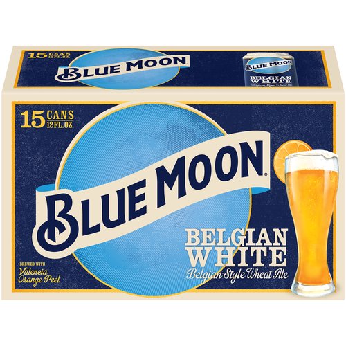 BLUE MOON BELGIAN WHITE ALE Belgian White Ale, 15 Pack, 12 oz cans, 180 fl oz