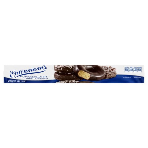 Entenmann's Chocolate Lovers Donuts Variety Pack, 8 count, 15.5 oz