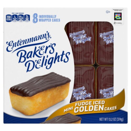 Entenmann's Baker's Delights Mini Fudge Iced Golden Cakes, 8 count, 13.2 oz