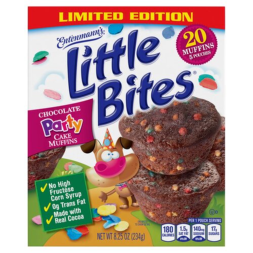 Entenmann's Little Bites Chocolate Party Cake Muffins Limited Edition, 20 count, 8.25 oz