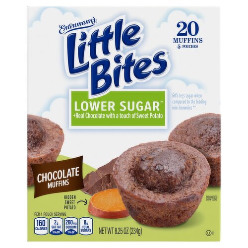 Entenmann's Little Bites Lower Sugar Chocolate Muffins, 20 count, 8.25 oz