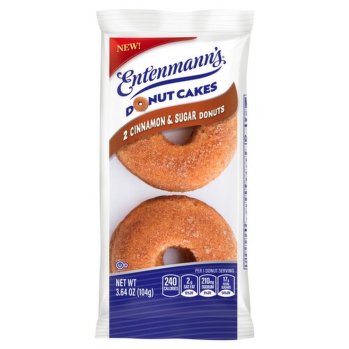 Entenmann's Cinnamon & Sugar Donut Cakes, 2 count, 3.64 oz