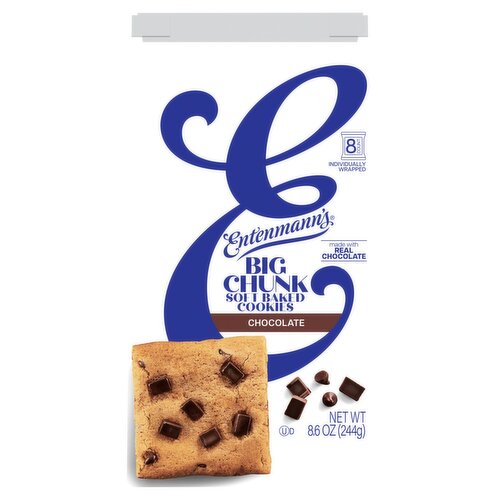 Entenmann's Chocolate Big Chunk Soft Baked Cookies, 8 count, 8.6 oz