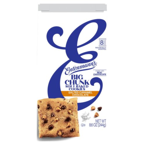 Entenmann's Salted Caramel Chocolate Big Chunk Soft Baked Cookies, 8 count, 8.6 oz