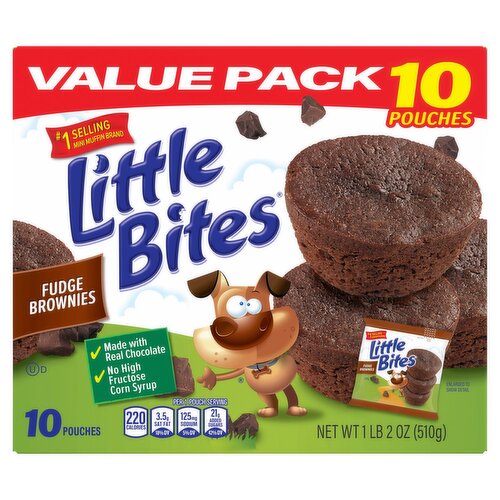 Little Bites Fudge Brownies Value Pack, 10 count, 1 lb 2 oz