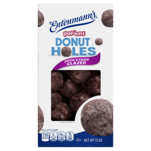Entenmann's Pop'ems Devil's Food Glazed Donut Holes, 13 oz