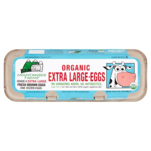 Mountainside Farms Organic Fresh Brown Eggs, Extra Large, 12 count, 27 oz