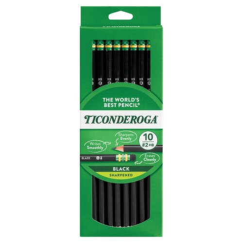 Ticonderoga Black Sharpened #2 HB Pencils, 10 count