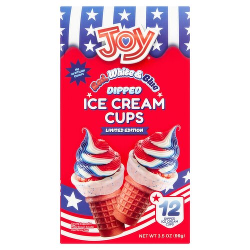 Joy Red White & Blue Dipped Ice Cream Cups Limited Edition, 12 count, 3.5 oz