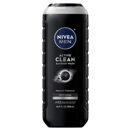 Nivea Men Active Deep Clean Body Wash with Natural Charcoal, 16.9 fl oz