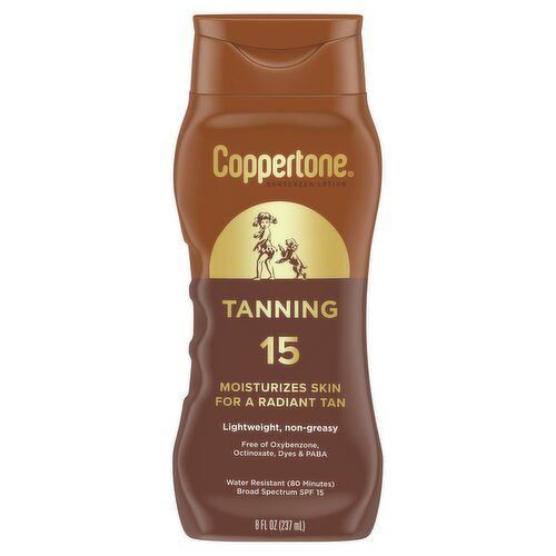 Coppertone Tanning Broad Spectrum Sunscreen Lotion, SPF 15, 8 fl oz