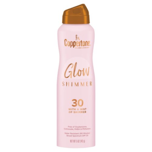 Coppertone Glow Shimmer Broad Spectrum Sunscreen Lotion Spray, SPF 30, 5 oz