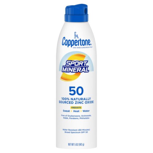 Coppertone Sport Mineral Broad Spectrum Sunscreen Spray, SPF 50, 5 oz