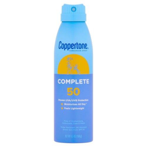 Coppertone Complete Broad Spectrum Sunscreen Spray, SPF 50, 5.5 oz