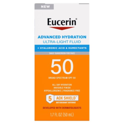 Eucerin Advanced Hydration Broad Spectrum Daily Sunscreen for Face, SPF 50, 1.7 fl oz