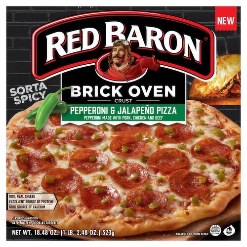 Red Baron Brick Oven Crust Pepperoni & Jalapeño Pizza, 18.48 oz